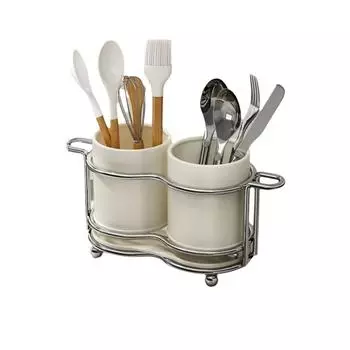 Space-Saving Cutlery Storage Rack Large Capacity Chopstick Holder Kitchen Utensil Holder Kitchen White short