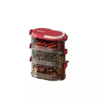 Space-saving Dual Layer Spice Jar Plastic Spice Storage Box Stackable Seasoning Box Kitchen