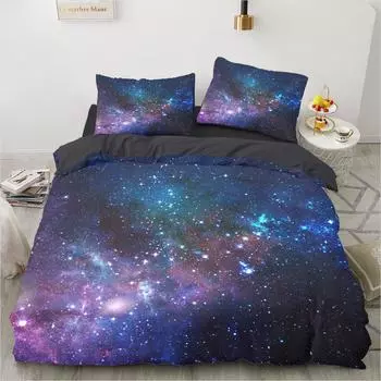 Space Star Duvet Cover Kit Polyster Pillowcase 3D Printed New Wholesale Dreamy And Comfortable Kit US Queen228x228cm