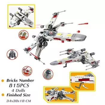 Space Wars X-Wing Construction Playset, Battle Plane Building Blocks Model for Star Wars Fans and Building Block Lovers