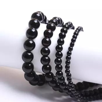 Разделительные бусины, изготовление ювелирных изделий 4, 6, 8, 10, 12 мм, натуральные, для самостоятельного изготовления ожерелья, браслета, бусины, черный агат, камень, круглая бусина, ювелирные изделия, аксессуары 40Pcs 4mm