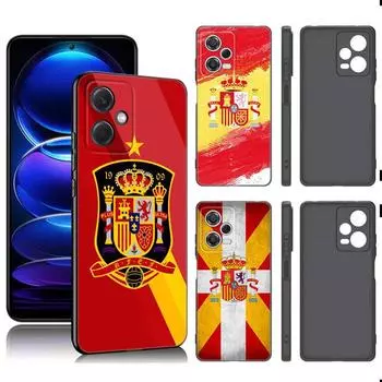 Spain Spanish Flag Black Silicone Phone Case For Xiaomi Redmi Note 9 10 11 11S 11T 12 13 Pro 5G Plus 9S 10S 12S Redmi Note 9 Pro
