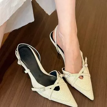 Спайс Герлз! Остроконечные пустые сандалии женские сексуальные повседневные универсальные тонкие туфли с пряжкой на высоком каблуке 35