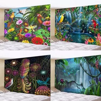 Спальня Гостиная Гобелен Попугай Павлин Искусство Узор Модный Домашний Декор Гобелен 100x75cm