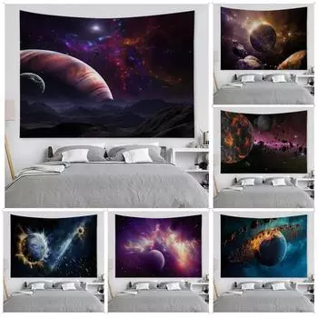 Спальня Гостиная Гобелен Вселенная Планета Красочный Гобелен Мода Домашнее Украшение 100x75cm