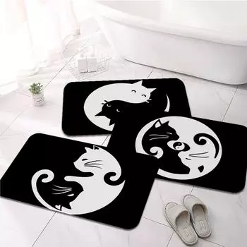 Спальня, гостиная, ковер, крыльцо, коврик для ванной комнаты, милый коврик для кухни с котом Инь и Ян 40x60cm