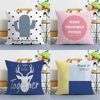Спальня Гостиная Квадратная Подушка Наволочка Простая Мультяшная Печать Декоративная Наволочка 40x40cm