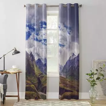 Спальня Кухня Шторы Аляска Горы Пейзаж Окна Шторы Шторы для гостиной Декоративные предметы 135W x 60H(cm) x1