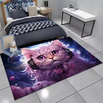 Спальня Прикроватное одеяло Кристалл Бархат Мягкий Кот Мультфильм Ковер Домашний Гостиная Грязеотталкивающий Напольный Коврик 60*90cm