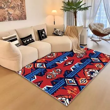 Спальня Простой клетчатый прикроватный плед Домашняя гостиная Имитация кашемира Напольный коврик Диван Ковер Журнальный столик Коврик для ног Татами 40 * 60cm crystal velvet