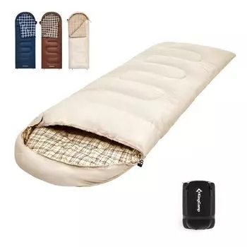 Спальный конверт KingCamp для ширины, широкий, комфортный, температура, полностью для хранения в чрезвычайных ситуациях, сумка для хранения с левым открыванием, тип, фланель, соединяемый,