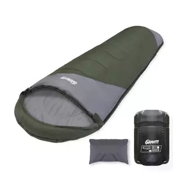 Спальный мешок Alexilia с подушкой для ограничения температуры использования, компактный, зимний, -15 (Темно-зеленый)