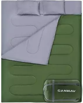 Спальный мешок CANWAY для 2 человек, Водонепроницаемый спальный мешок, Конвертного типа, Кемпинг, Можно разобрать, Сон в машине, Предотвращение стихийных бедствий,