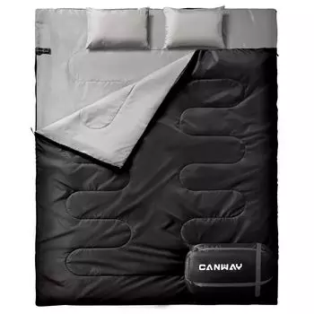 Спальный мешок CANWAY для 2 человек Водонепроницаемый спальный конверт можно соединить и спать в случае стихийного бедствия Эвакуация при минимальной температуре 0 2 подушки и