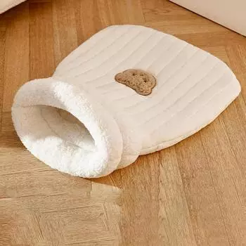 Спальный мешок для кошек из искусственного пуха, уютная и теплая кровать для маленьких и средних кошек One Size