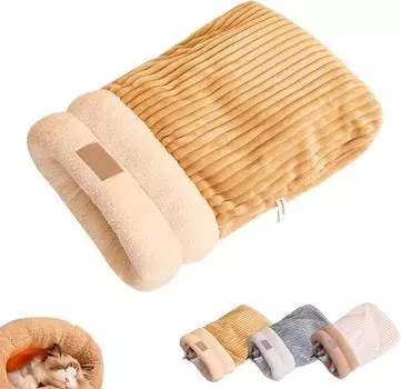 Спальный мешок для кошек из искусственного пуха, уютная и теплая кровать для маленьких и средних кошек One Size