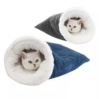 Спальный мешок для кошек, мягкий плюшевый, забавный туннель, кошачье гнездо, удобная пещера для кошек, товары для животных серый