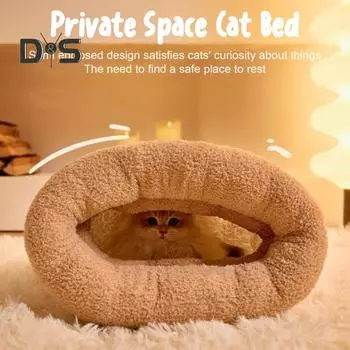 Спальный мешок для кошек, обертывание на 360 градусов, самогреющаяся кровать-пещера для кошек, мягкий плюшевый зимний мешок для кошек, сумка-мешок для кошек, живущих в помещении, весом до 8 кг хаки