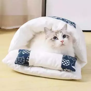 Спальный мешок для кошек, съемные теплые лежанки для кошек, зимний глубокий сон, кровать для собак, домик для кошек, подушка-гнездо с подушкой, принадлежности для кошек S-45x30cm розовый