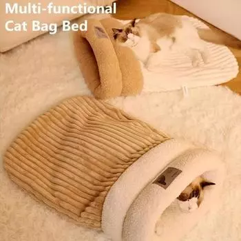 Спальный мешок для кошек, зимний спальный мешок для кошек, мягкий плюшевый самонагревающийся мешок для кошек, удобный мешок для домашних животных, охватывающий 360° M