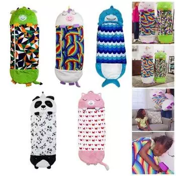Спальный мешок для малышей 2-в-1, подушка для сна, мультяшная форма, приятная для кожи, моющийся спальный мешок, забавная игрушка, подушка S