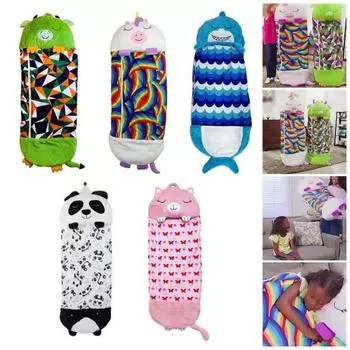 Спальный мешок для малышей 2-в-1, подушка для сна, мультяшная форма, приятная для кожи, моющийся спальный мешок, забавный S розовый