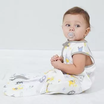 Спальный мешок для младенцев 6-24 месяцев органический хлопок носимое одеяло без рукавов дизайн TOG 0.5 двойной молнии спальный мешок для малышей легкие спальные мешки S жёлтый