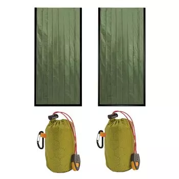 Спальный мешок для предотвращения стихийных бедствий, спасательная простыня, комплект из 2 шт., алюминиевое одеяло, сумка для хранения и свисток в комплекте, аварийная простыня, не рассеивающая свет, тихая,