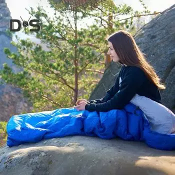 Спальный мешок из хлопка с компрессионным мешком, дышащий, водонепроницаемый, портативный, на 3 сезона, для кемпинга на открытом воздухе, для пешего туризма, для зимы и холодной погоды для взрослых синий