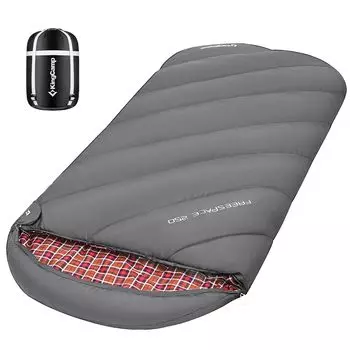 Спальный мешок KingCamp, фланелевая ткань, для зимы, всесезонный, конвертного типа, большой размер, ширина 100 см, 2,1 кг, компактный, водонепроницаемый, можно стирать,