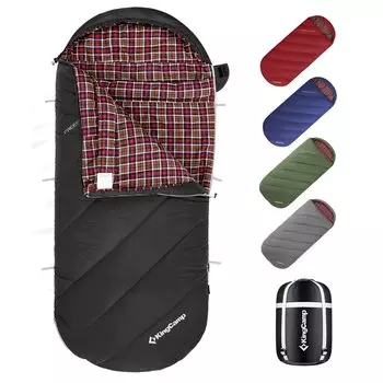 Спальный мешок KingCamp, широкий, конвертного типа, фланелевая ткань, удобный, одежда для сна для взрослых и детей, широкий размер, 100 см, дышащий, теплый, компактный,