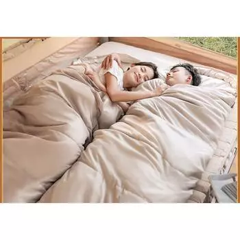 Спальный мешок-конверт с капюшоном для четырех сезонов, кемпинга, путешествий, взрослых, двойной, можно сращивать