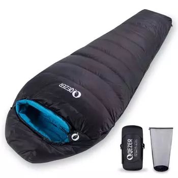 Спальный мешок QEZER, зимний пуховый спальный мешок, в форме мумии, пуховой спальный мешок, наполненный пухом 500–1500 г, компактный, пух высокого качества 600FP,