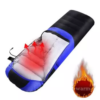 Спальный мешок с электрическим подогревом, зимний спальный мешок, спальный мешок с подогревом, более толстый хлопковый водонепроницаемый спальный мешок с подогревом для кемпинга