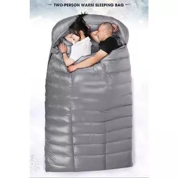 Спальный мешок с наполнителем из белого гусиного пуха, двойной спальный мешок из гуся, подходит для теплой погоды, кемпинга или дома, 2 человека