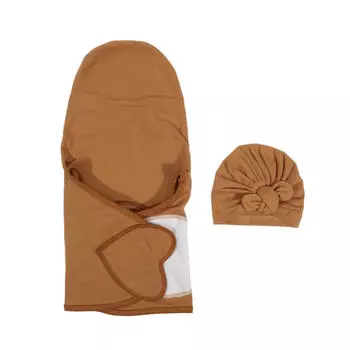 Спальный мешок с ушками шелкопряда в форме сердца + бант, индейская шапочка, пеленка для новорожденного, полотенце для родильного зала, спальный мешок с ушками шелкопряда, индейская шапочка с бантом One Size