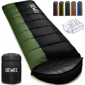 Спальный мешок SEWEI конвертного типа с теплоизоляцией, устойчивый к холоду и водонепроницаемый для всех сезонов, компактный, легкий, удобный для хранения