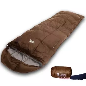 Спальный мешок whiteseek Feather Down Тип конверта Легкий Ультра Маленький Компактный Размер Ладони (1200 Коричневый)