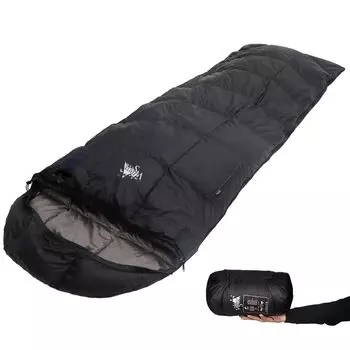 Спальный мешок whiteseek Feather Down Тип конверта Легкий Ультра Маленький Компактный Размер Ладони (1200 Черный)