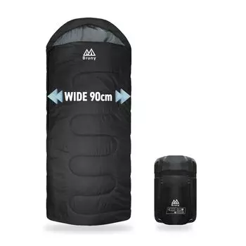 Спальный зимний искусственный пуховый конверт минимальная температура большой широкий 90 [Bruny] мешок, спальный, 210T, тип, -30, размер, (черный)… чёрный