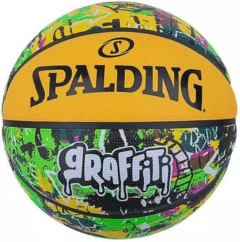 Spalding 84-518J Basketball Graffiti Green x Yellow Rubber No. 5 Ball Basketball Basket
