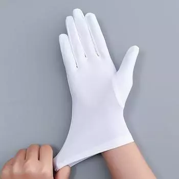 Spandex Etiquette Elastic Dance Tight Jewelry White Gloves High elastic White 1 pair One size
