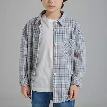 Спао Льняная рубашка в клетку Spyab23ku2 T GRAY/120