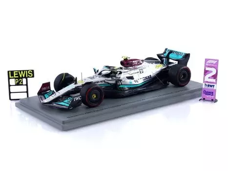 Spark Mercedes AMG Petronas F1 W13 E Performance 2022 F1 Brazilian GP 2nd place Hamilton board included 1/43 #44 L. pit/number