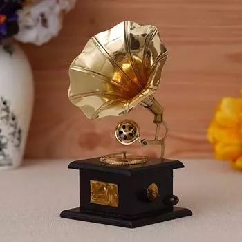 Sparkle Square Gramophone Action Showpiece-23 см золотой/чёрный