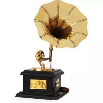 Sparkle Square Gramophone Action Showpiece-23 см чёрный/золотой