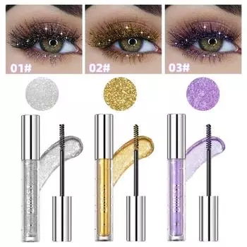 Sparkler Eyelash Cream Shine Broken Diamond Mascara Блестящая тушь для ресниц Сверкающие снежинки EyeLash Водостойкая тушь для ресниц Инструмент для укладки ресниц серебряный