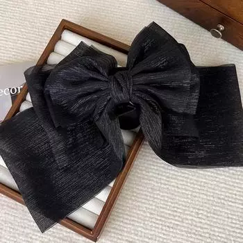 Sparkling Black Big Bow Hair Claws Headdress for Women Fashion Vintage Ponytail Clip Elegant Sweet Hairpins Hair Accessories New