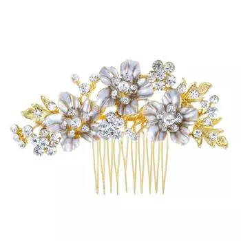 Sparkling Bridal Hair Comb Gold Silver Color Flower Hairclip Fashion Rhinestone Hairpin Wedding золотой
