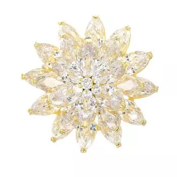 Сверкающая трехслойная брошь с цирконием «Снежный лотос» для женщин, свитер, костюм, корсажная шаль, булавка на пуговицах, большой аксессуар на булавке